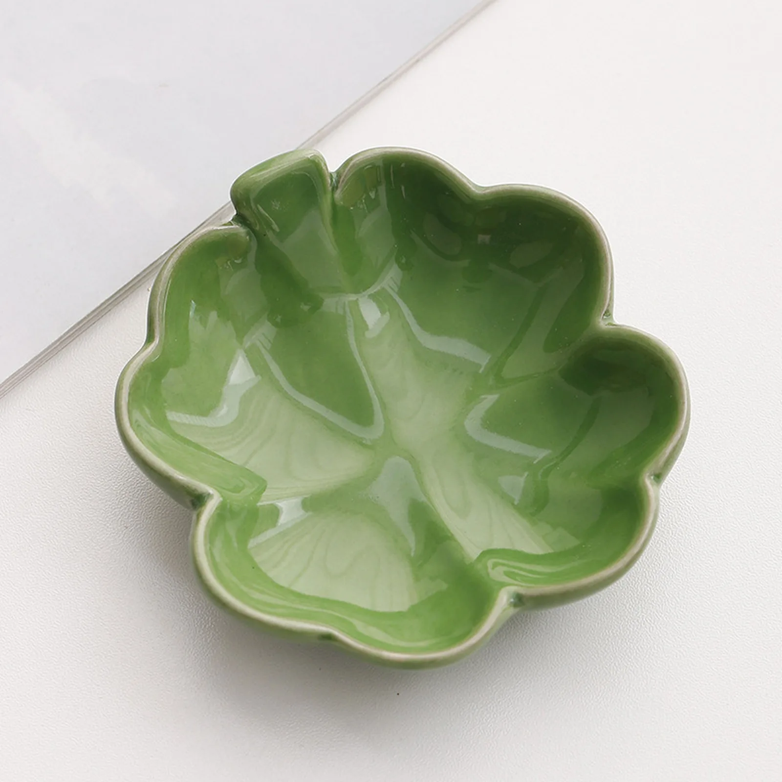 Leaf-shaped celadon ceramic trinket dish