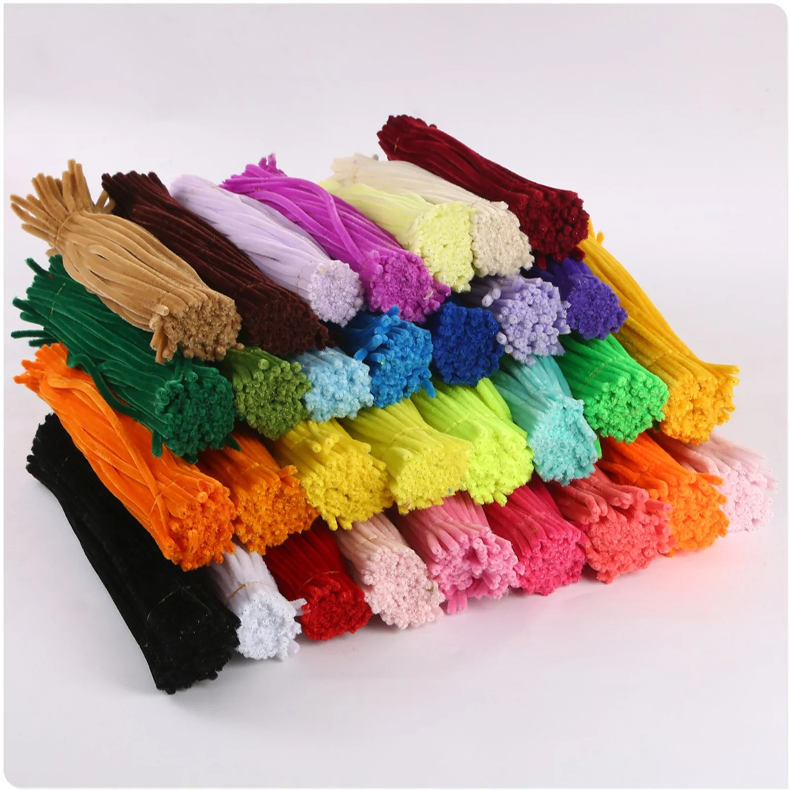 Bundles of pipe cleaners in many colors