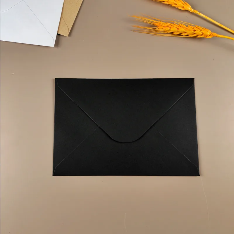 Black envelope with V flap