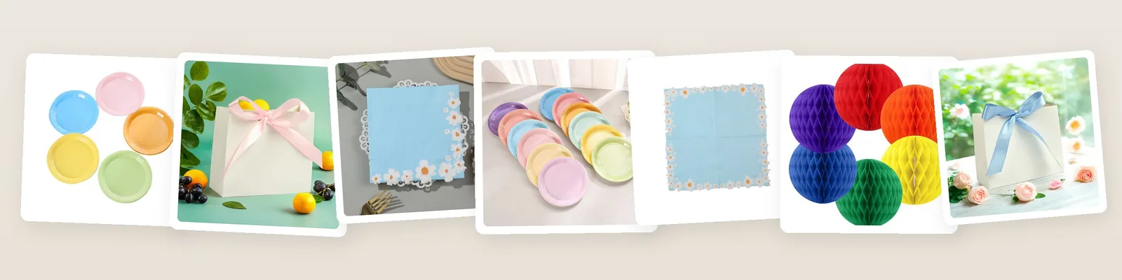 Baby shower picks: pastel paper plates, mini paper gift bags with satin bow and daisy border paper napkins
